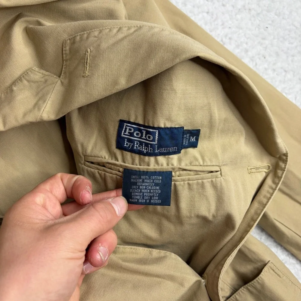 Polo Ralph Lauren Mens Khaki Cotton 3-Button Casual Blazer Jacket Tan Size M